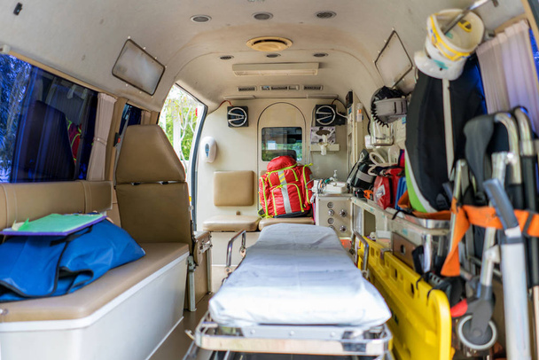 Inside of an ambulance for the hospital. - Photo, Image