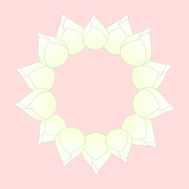Bud indiai lótusz koszorú fehér. (Nelumbo nucifera, Szent lotus, az indiai, egyiptomi bab bean. Nemzeti virág, India és Vietnam) vektoros illusztráció.  - Vektor, kép