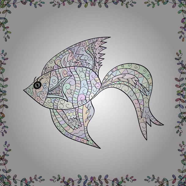 Vzorek ryb akvarel textury. Vektorové ilustrace. Bezproblémové. Bílé, neutrální a šedé. - Vektor, obrázek