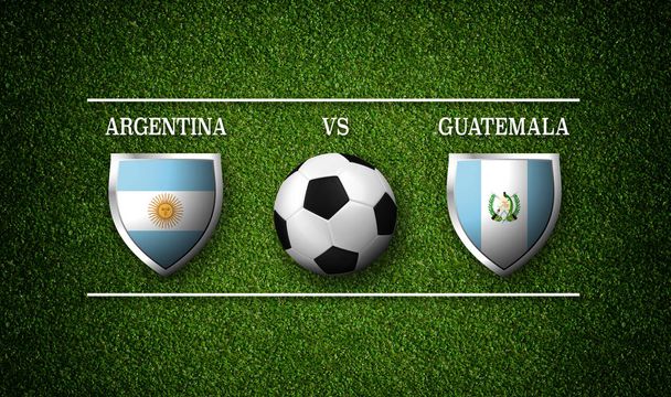 Προγραμματίσετε Ποδοσφαιρικό αγώνα, Αργεντινή vs Γουατεμάλα, σημαίες χωρών και ποδόσφαιρο μπάλα - 3d rendering - Φωτογραφία, εικόνα