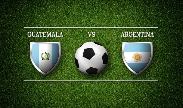 Spielplan, Guatemala gegen Argentinien, Länderfahnen und Fußball - 3D-Darstellung - Foto, Bild
