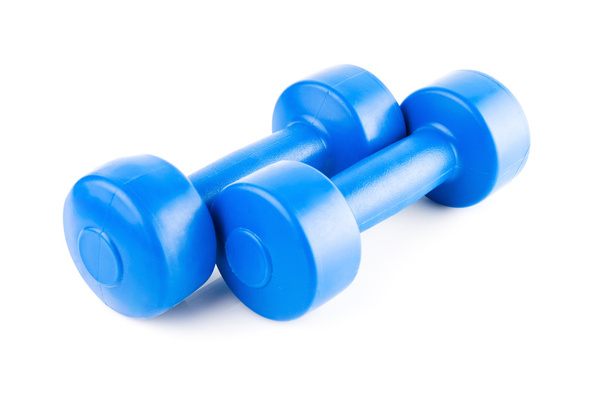 Blue dumbbells with shadow - Photo, Image