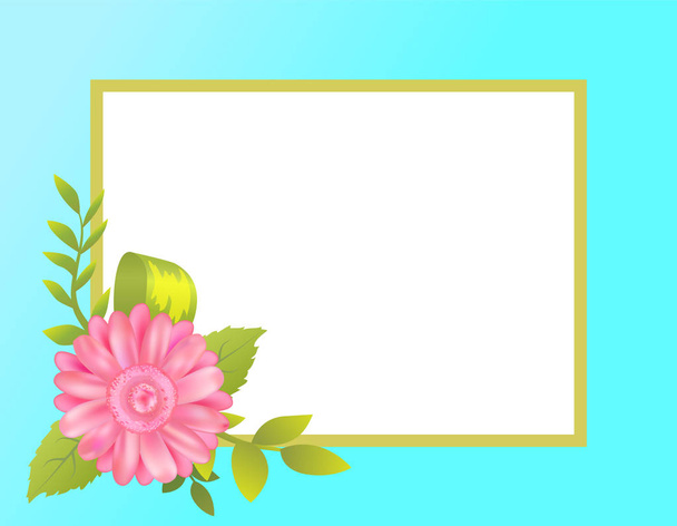 Empty Frame Decorated by Pink Daisy Flower Bud - Wektor, obraz