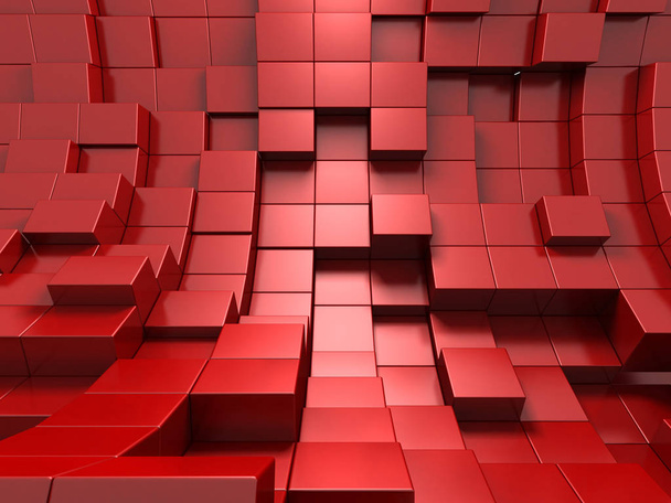 Fond géométrique abstrait en rouge de cubes. Rendu 3d
. - Photo, image
