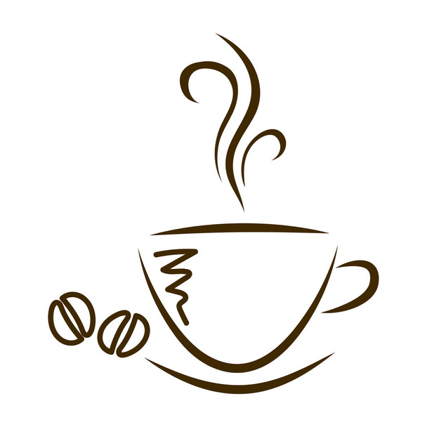 Web ikon csésze kávé és a bab elszigetelt - Vektor, kép