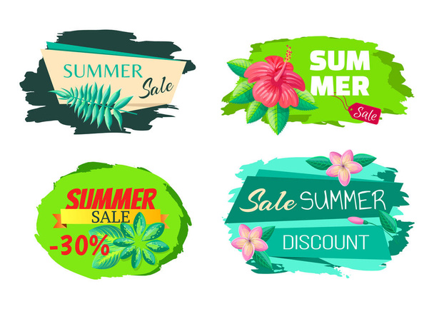Sale Summer Discount Label Collection Big Sale Set - Vector, afbeelding