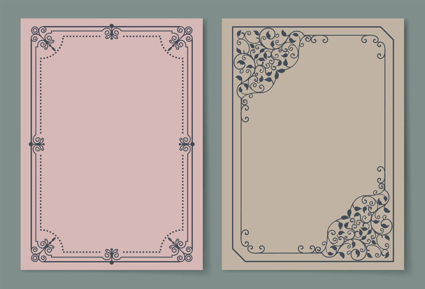 Vintage Frames Collection Curved Borders Isolated - Vector, Imagen