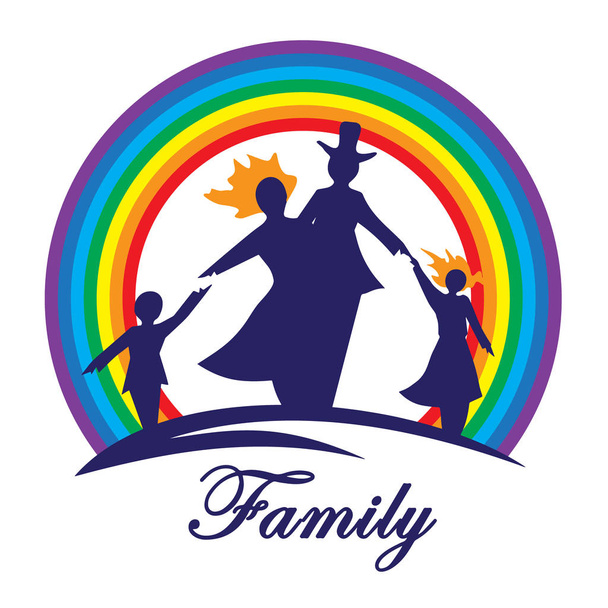 Vector family Icon. Against the background of the rainbow. - Vector, Image