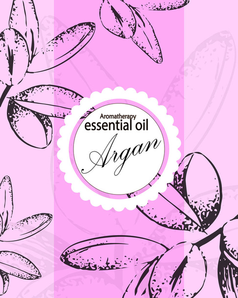 template cover for cosmetic oil of argan with frame. SPA concept. Pink background - Vektori, kuva