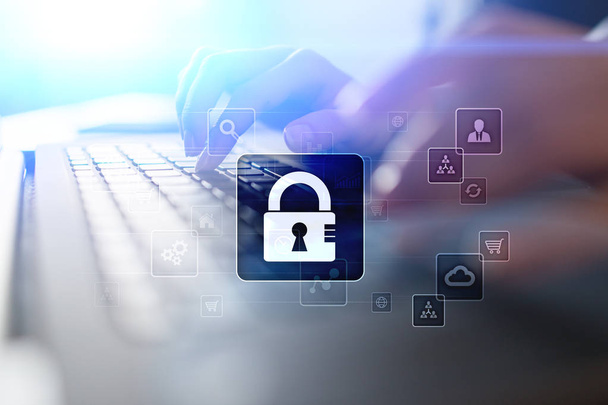 Veri koruma, siber güvenlik, bilgi güvenliği ve şifreleme. İnternet Teknoloji ve iş kavramı. - Fotoğraf, Görsel