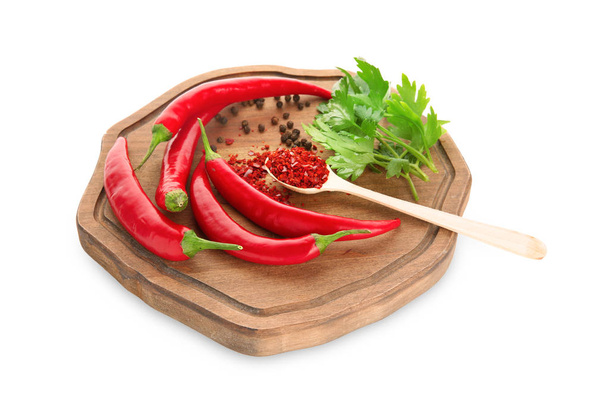 Composition with fresh spices on white background - Foto, Bild