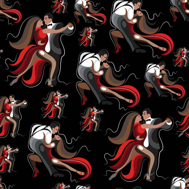 Seamless pattern (texture) with abstract decorative dancers. Suitable for design: fabric, cloth, wallpaper, wrapping, packaging. Vector illustration. - Vector, imagen