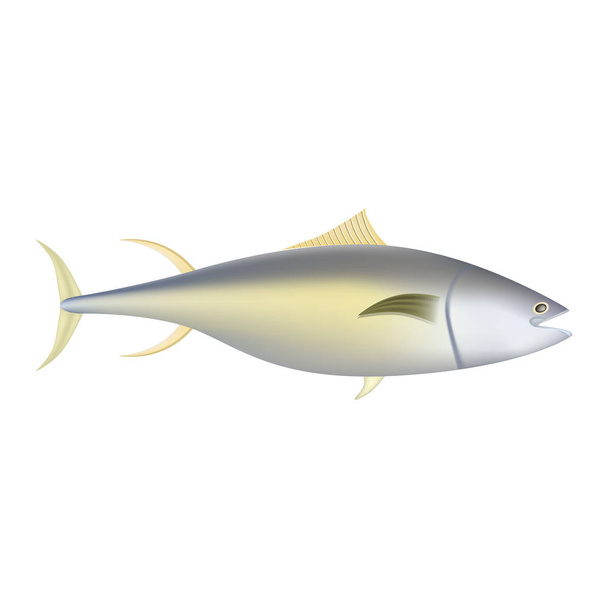 Yellowfin tuna fish mockup, realistic style - Vector, Image