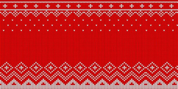 knitted pattern red background - Vettoriali, immagini