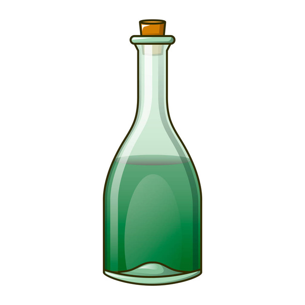 Green bottle icon, cartoon style - Vektör, Görsel