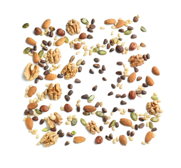 Different nuts on white background - Foto, afbeelding