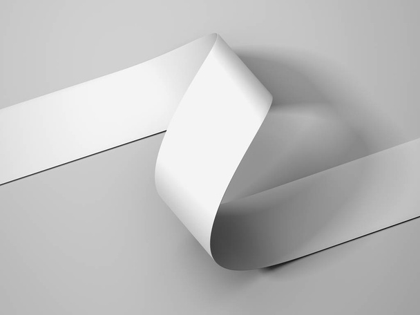 White paper ribbon on light gray background, 3d rendering. - 写真・画像