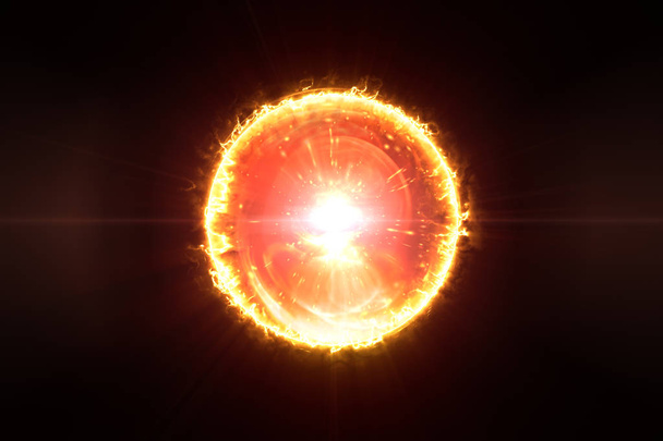 Égő absztrakt tűz labdát 3D-s illusztráció-fekete háttér - Fotó, kép