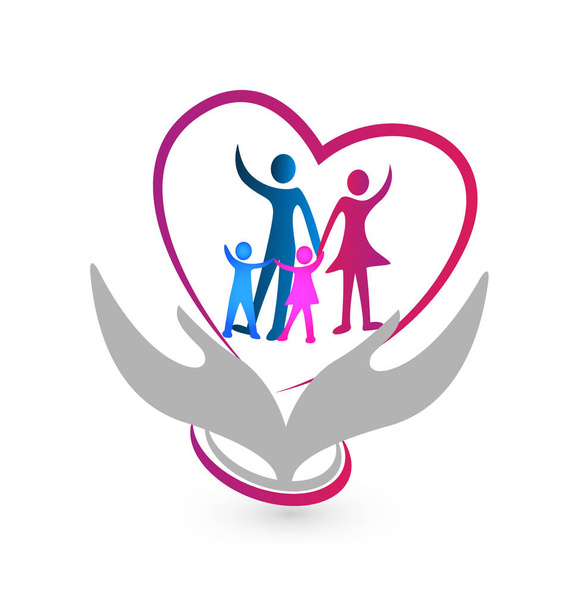 Family symbol with hands and heart vector icon illustration  - Vector, Image