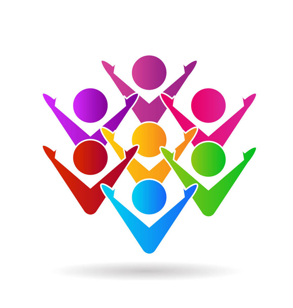 Kleurrijke gelukkig teamwerk succes mensen - Vector, afbeelding