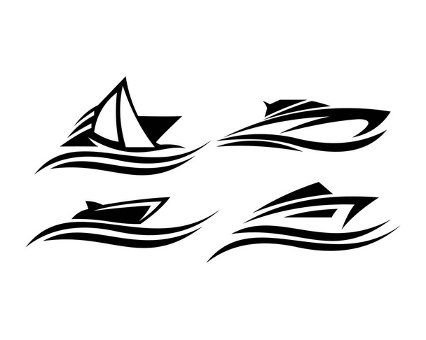 Boot Schiff Meer Segeln Vektor Logo - Vektor, Bild