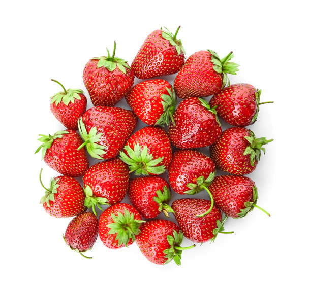 Fresh ripe red strawberries on white background - Photo, Image