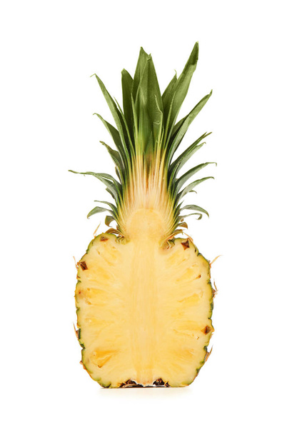Half of ripe pineapple on white background - Photo, Image
