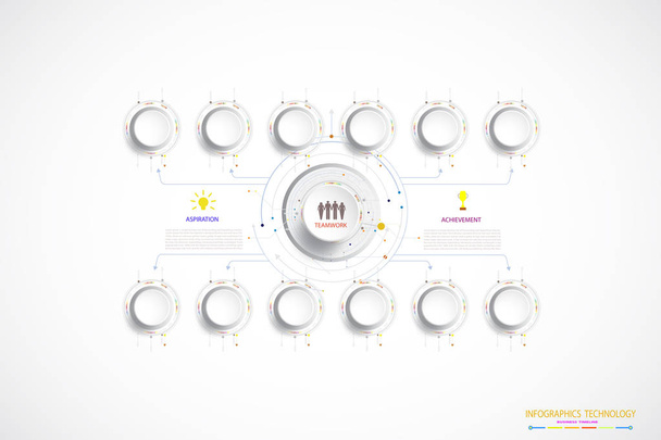 Infographic business template timeline technology element, Integrated circles. Obchodní koncept s možnostmi.Pro obsah, diagram, vývojový diagram, kroky, části, časovou osu, pracovní postup, rozvržení, graf, ilustraci - Fotografie, Obrázek