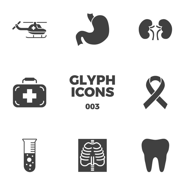 Sada ikon lékařského glyfu - Vektor, obrázek