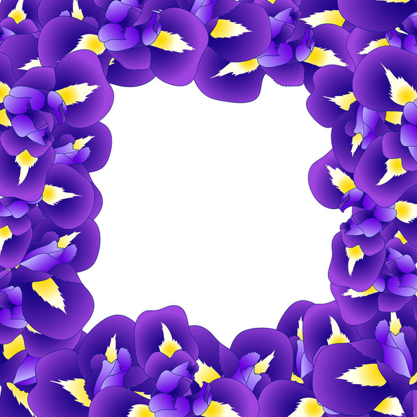 Dark Blue Purple Iris Flower Border. Vector Illustration. - Vector, Image