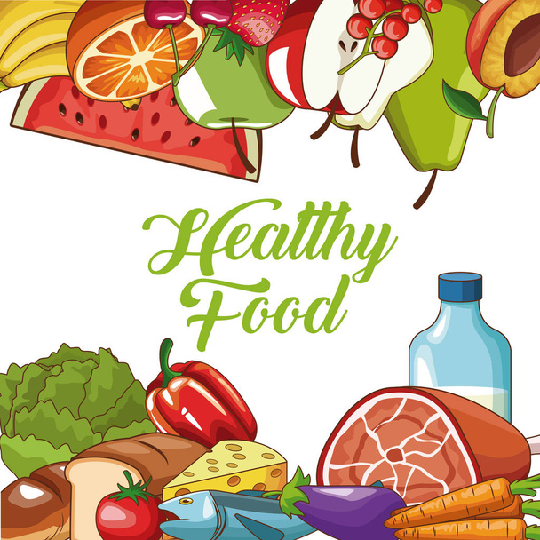healthy food frame concept - Vetor, Imagem