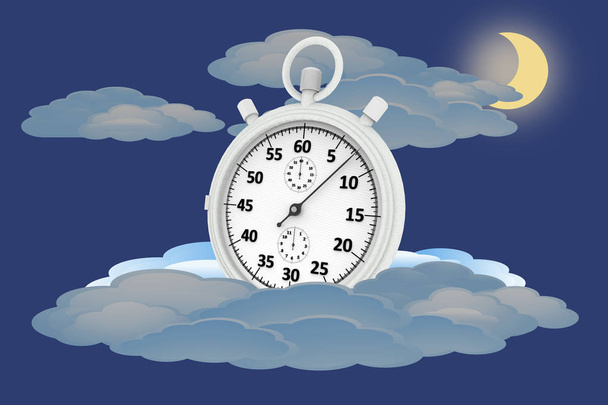 3D illustration. Silvered chronograph isolated on background of sky and clouds - Photo, Image