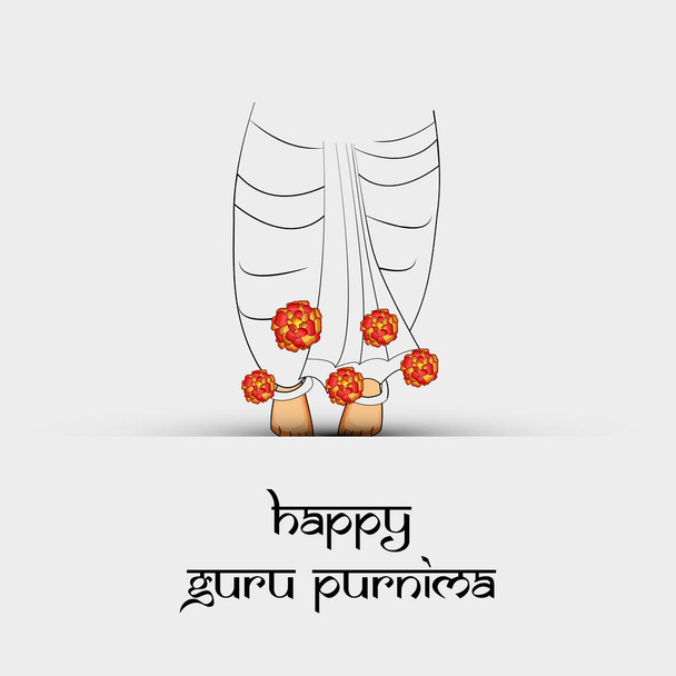 Guru Purnima Festivali Hindistan'da vesilesiyle mutlu Guru Purnima metinle om kutsal ses çizimi - Vektör, Görsel