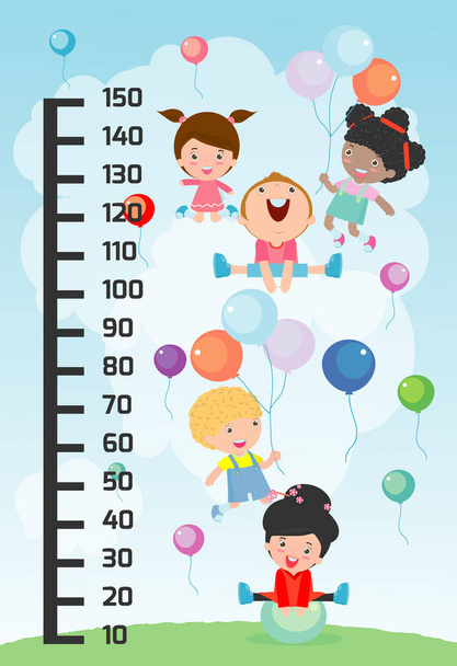Meter wall with children playing. vector illustration. - Vector, Image