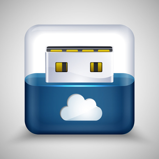 USB flash drive with cloud. Vector illustration. - Vector, Image