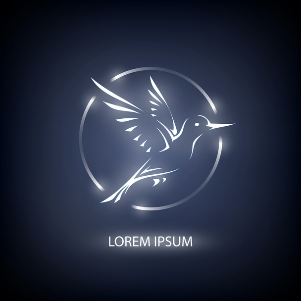 Colibri symbol on blue background for mascot or emblem design - Vector, Image