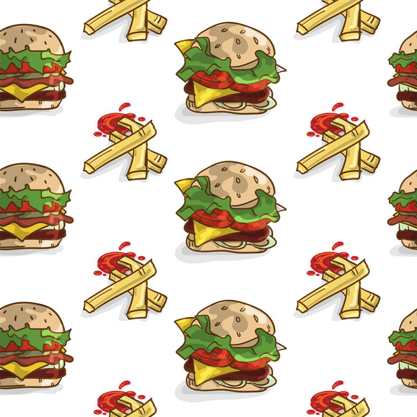 pattern hamburger drawing graphic background  - Vetor, Imagem