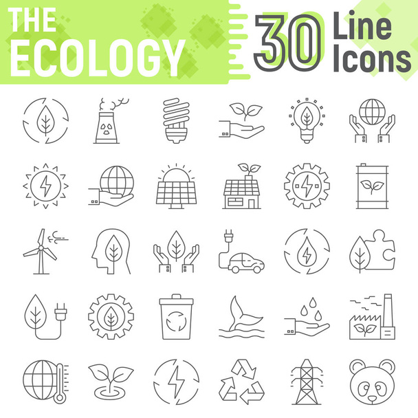 Ecología conjunto de iconos de línea delgada, colección de símbolos de energía verde, bocetos vectoriales, ilustraciones de logotipo, web eco signos paquete pictogramas lineales aislados sobre fondo blanco, eps 10
. - Vector, imagen