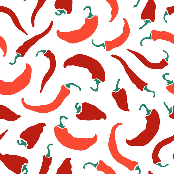Red chilli pepper seamless pattern. Vector illustration. - Vektor, Bild