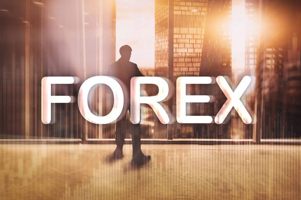 Forex trading and investment concept on double exposure blurred background. - Φωτογραφία, εικόνα