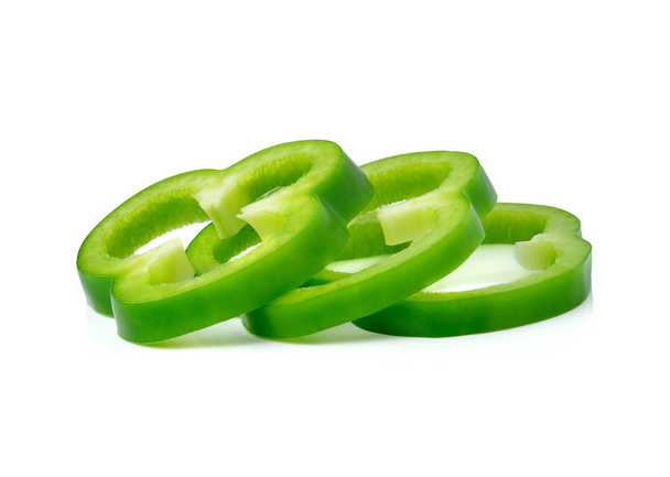 Sliced green pepper isolated on white - Photo, Image