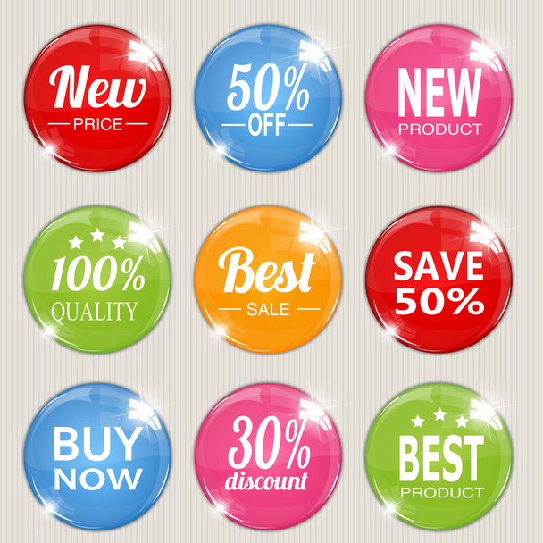 Set of colorful advertising stickers. Vector illustration - Vector, Image