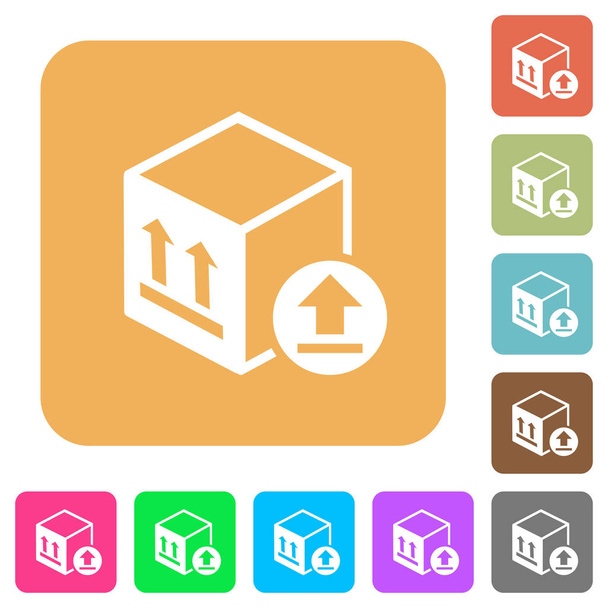 Csomag szállítás lapos ikonok a lekerekített négyzet alakú élénk színű háttérrel. - Vektor, kép