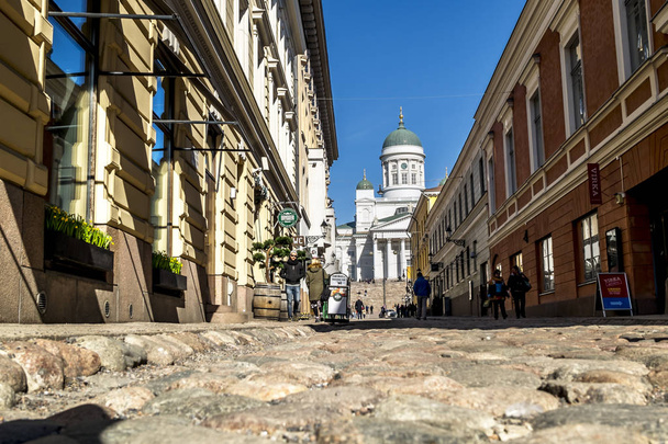 Helsinki. Finland.April 7, 2018.The  St. Nicholas Cathedral in Helsinki.Finland. - Foto, imagen