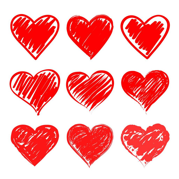 Set of hand drawn hearts. Design element. - Vector, Image