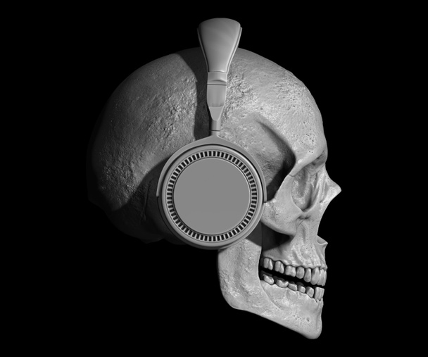 crâne avec casque isolé en arrière-plan illustration 3d
 - Photo, image