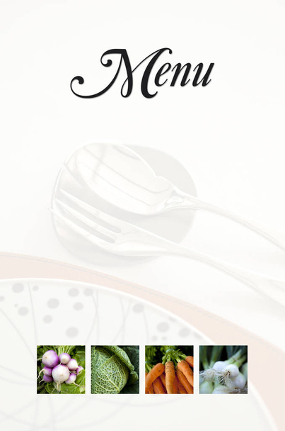 Овочі на обкладинці меню ресторану
 - Фото, зображення