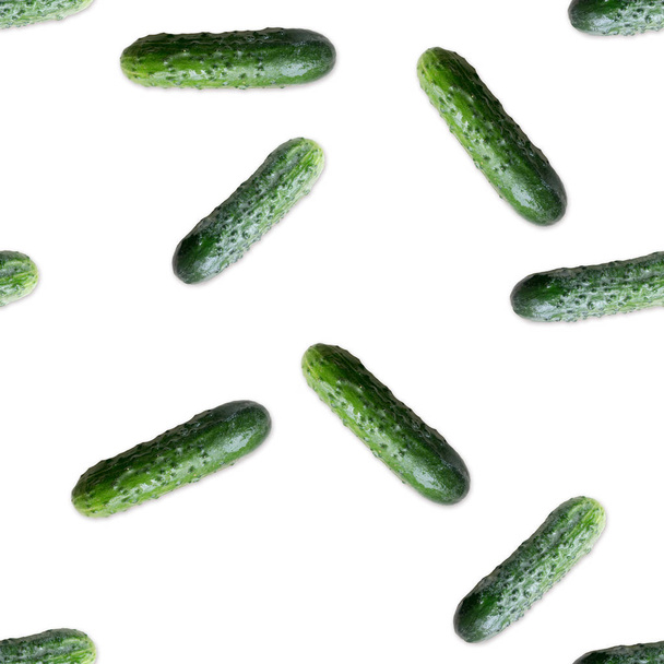 Seamless pattern with cucumber. Vegetables abstract background. Cucumber the white background. - Valokuva, kuva