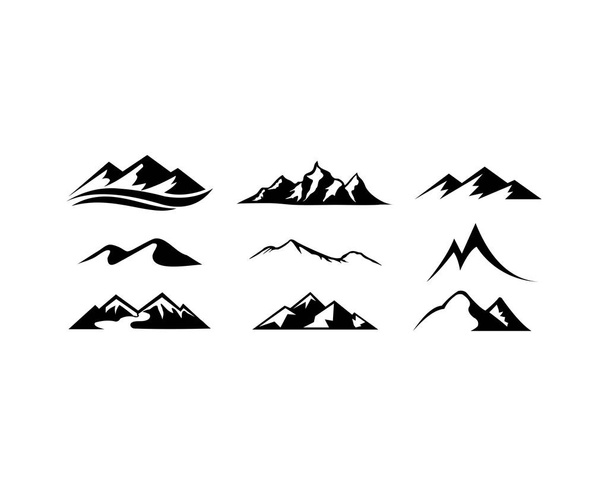 mountain landscape outdoor peak adventure silhouette logo set - Vector, Image