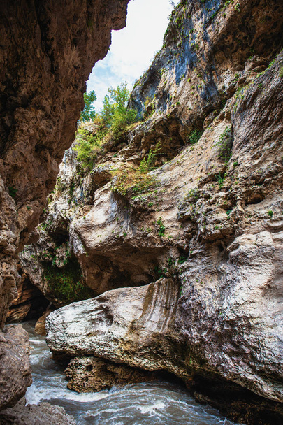 Mountain river in rock canyon natural summer landscape - Φωτογραφία, εικόνα